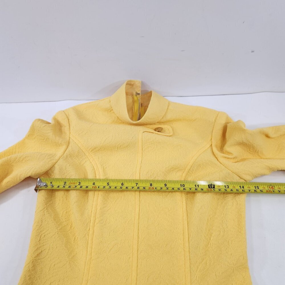 Vintage Handmade Mustard Yellow Long Sleeve Dress with Button Detail Mod 70s - Picture 7 of 9